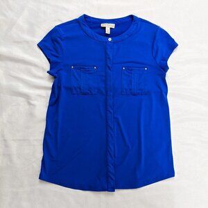 Dana Buchman Women’s Blue Short Sleeve Blouse Top Size Small